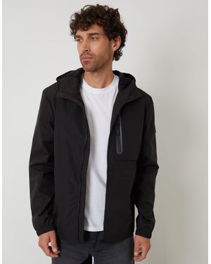 Threadbare Showerproof Hooded Microfleece Lined Jacket - Black