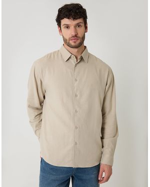 Threadbare Relaxed Fit Linen Blend Shirt - Natural