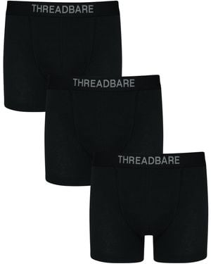Threadbare 3 Pack Hipster Fit Boxer Shorts - Black