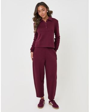 Threadbare Polo Collar Barrel Leg Lounge Set - Red