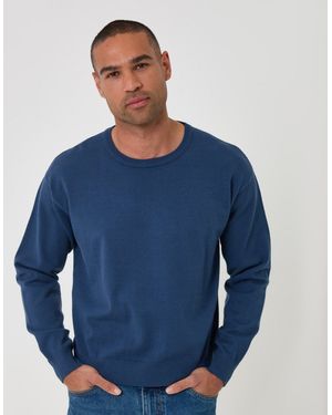 Threadbare Relaxed Fit Knitted Crew Neck Jumper - Blue