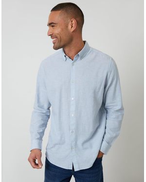 Threadbare Long Sleeve Linen Blend Shirt - Blue