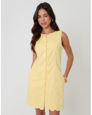 Threadbare Linen Blend Pinafore Dress - Yellow