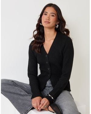 Threadbare V Neck Knitted Cardigan - Black