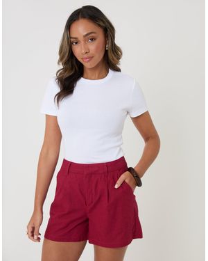 Threadbare Linen Blend Tailored Shorts - White