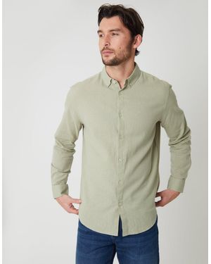 Threadbare Long Sleeve Linen Blend Shirt - Green