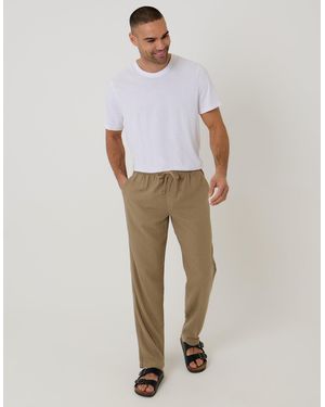 Threadbare Linen Blend Drawcord Trousers - Natural
