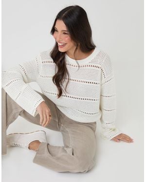 Threadbare Pointelle Knit Crew Neck Jumper - Grey