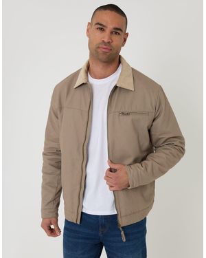 Threadbare Lightweight Cotton Canvas Jacket With Corduroy Collar - Natural