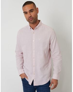 Threadbare Long Sleeve Linen Blend Shirt - Purple
