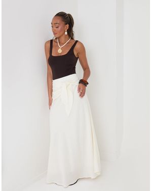 Threadbare Tie Sash Maxi Skirt - White