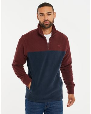Threadbare Colourblock Quarter Zip Fleece - Red