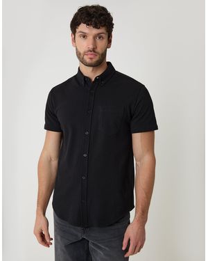 Threadbare Pique Short Sleeve Shirt - Black