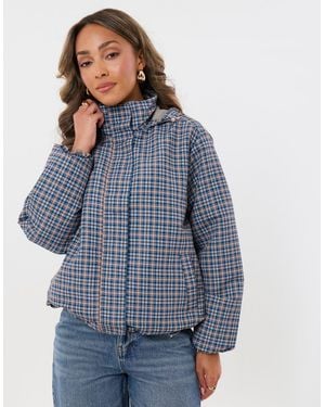 Threadbare Showerproof Funnel Neck Rain Mac - Blue
