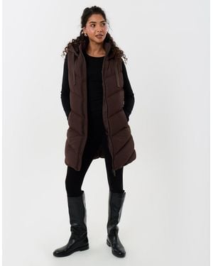 Threadbare Petite Longline Padded Gilet - Blue