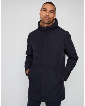 Threadbare Showerproof Hooded Longline Mac - Blue