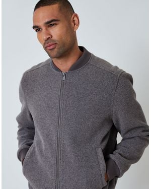 Threadbare Faux Wool Bomber Jacket - Grey