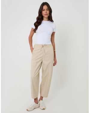 Threadbare Curved Seam Barrel Leg Trousers - Natural