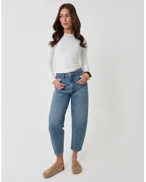 Threadbare Petite Tie Belt Barrel Leg Jeans - Blue