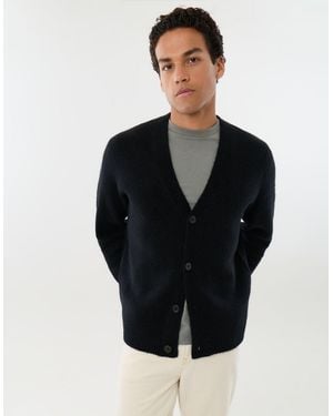 Threadbare Relaxed Fit Wool Blend V Neck Cardigan - Black