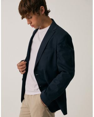 Threadbare Tailored Fit Cotton Blazer - Blue