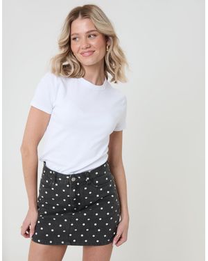 Threadbare Co-Ord A-Line Denim Mini Skirt - White
