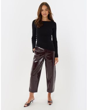 Threadbare Faux Leather Barrel Leg Trousers - Black