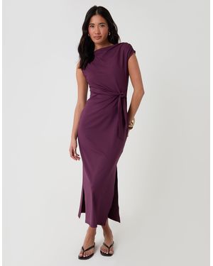 Threadbare Twist Detail Slash Neck Maxi Dress - Purple