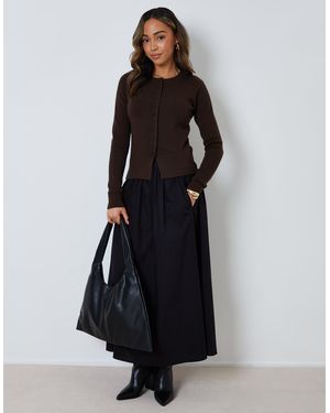 Threadbare Pure Cotton Poplin Maxi Skirt With Pockets - Black