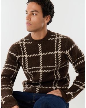 Threadbare Knitted Crew Neck Jumper - Brown