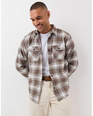 Threadbare Relaxed Fit Cotton Patch Pocket Shirt - Grey