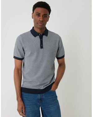 Threadbare Fairisle Knitted Short Sleeve Polo - Grey