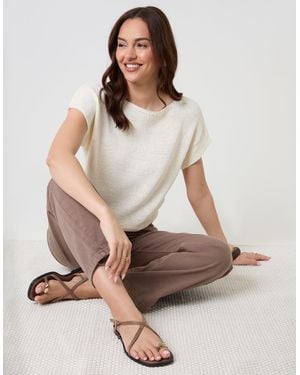 Threadbare Slash Neck Short Sleeve Jumper - Natural