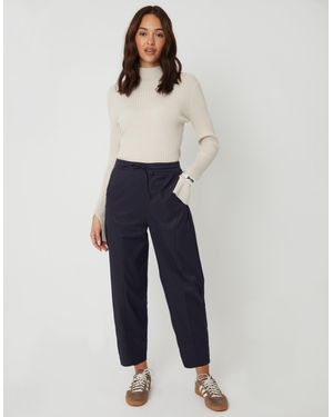 Threadbare Curved Seam Barrel Leg Trousers - Blue