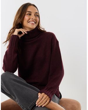 Threadbare The Oversized Roll Neck Jumper - Red