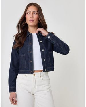 Threadbare Denim Jacket With Patch Pockets - Blue