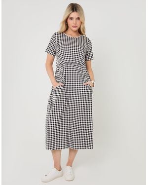 Threadbare Pure Cotton Midi Smock Dress With Pockets - White