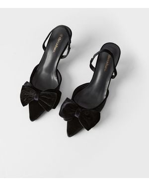 Threadbare Velvet Bow Kitten Heels - Black