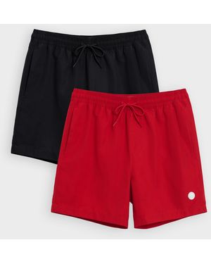 Threadbare 2 Pack Quick Dry Swim Shorts - Red