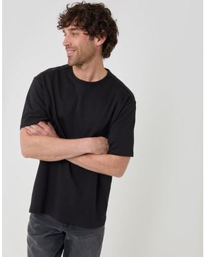Threadbare Relaxed Fit Textured Cotton T-Shirt - Black