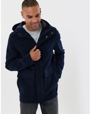 Threadbare Faux Wool Hooded Jacket - Blue