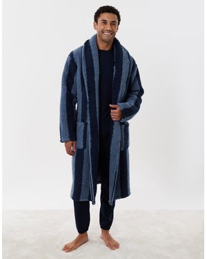 Threadbare Fleece Dressing Gown - Blue