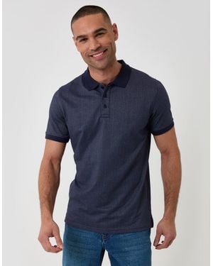 Threadbare Textured Cotton Polo Shirt - Blue