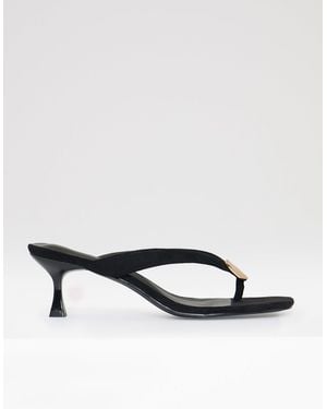 Threadbare Toe Post Kitten Heels - Black