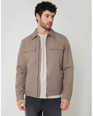 Threadbare Showerproof Lightweight Zip Up Jacket With Collar - Brown