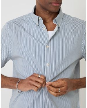 Threadbare Cotton Poplin Short Sleeve Shirt - Blue