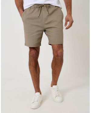 Threadbare Shorter Length Elasticated Waist Stretch Chino Shorts - White