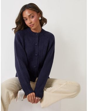 Threadbare The Relaxed Knitted Cardigan - Blue