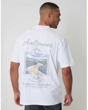 Threadbare Relaxed Fit Aalsmeer Peached Cotton T-Shirt - White