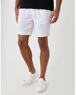 Threadbare Shorter Length Elasticated Waist Linen Blend Shorts - White